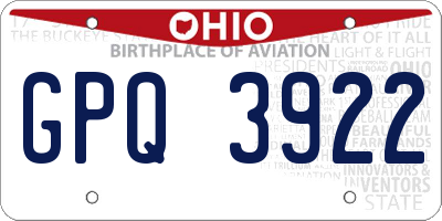 OH license plate GPQ3922