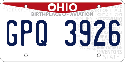 OH license plate GPQ3926