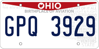 OH license plate GPQ3929