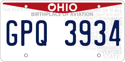 OH license plate GPQ3934