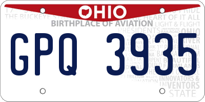 OH license plate GPQ3935