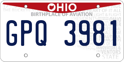 OH license plate GPQ3981