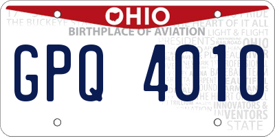 OH license plate GPQ4010