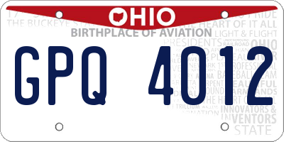 OH license plate GPQ4012