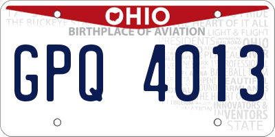 OH license plate GPQ4013