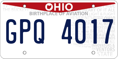 OH license plate GPQ4017