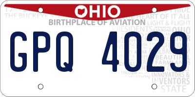 OH license plate GPQ4029