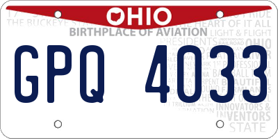 OH license plate GPQ4033