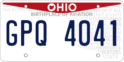 OH license plate GPQ4041