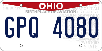 OH license plate GPQ4080