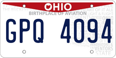 OH license plate GPQ4094