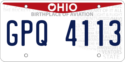 OH license plate GPQ4113