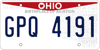 OH license plate GPQ4191