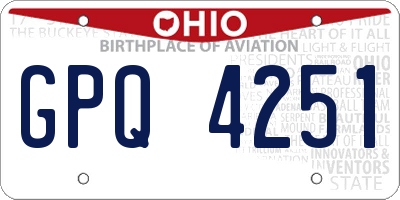 OH license plate GPQ4251