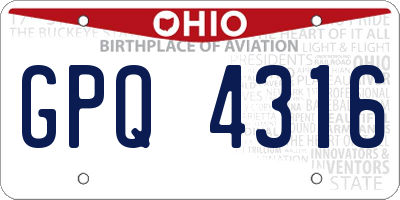 OH license plate GPQ4316