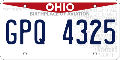 OH license plate GPQ4325