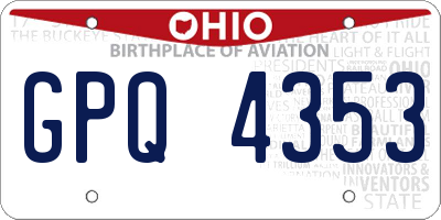 OH license plate GPQ4353