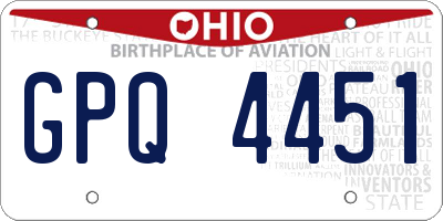 OH license plate GPQ4451
