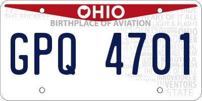 OH license plate GPQ4701