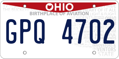 OH license plate GPQ4702