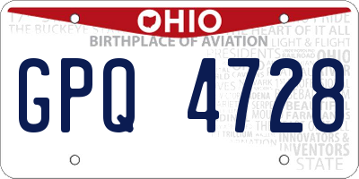 OH license plate GPQ4728
