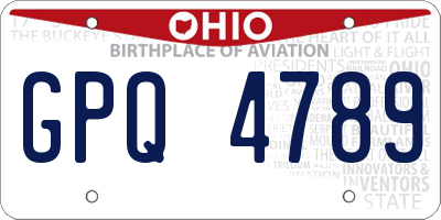 OH license plate GPQ4789