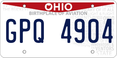 OH license plate GPQ4904
