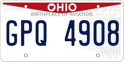 OH license plate GPQ4908