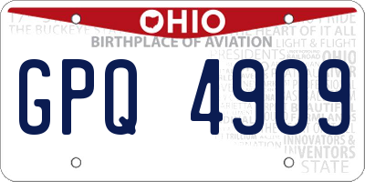 OH license plate GPQ4909