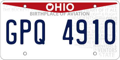 OH license plate GPQ4910