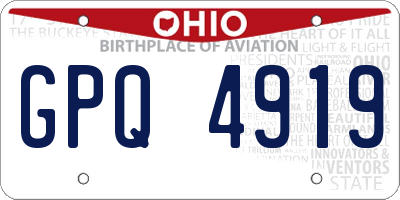 OH license plate GPQ4919