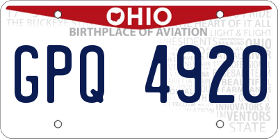 OH license plate GPQ4920