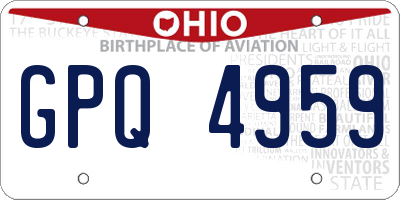 OH license plate GPQ4959