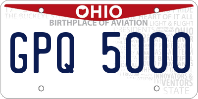 OH license plate GPQ5000