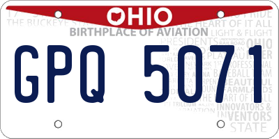 OH license plate GPQ5071