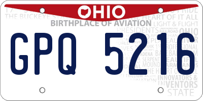 OH license plate GPQ5216