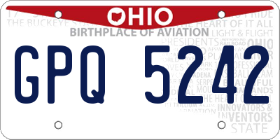 OH license plate GPQ5242