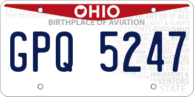OH license plate GPQ5247