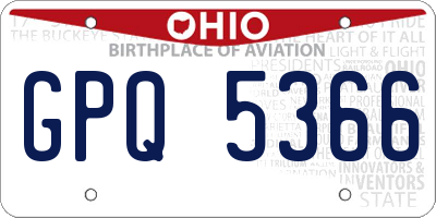 OH license plate GPQ5366