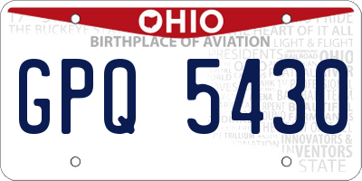OH license plate GPQ5430