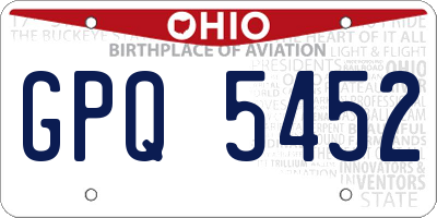 OH license plate GPQ5452