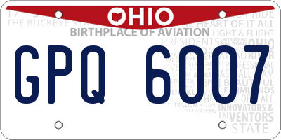 OH license plate GPQ6007