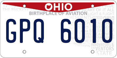 OH license plate GPQ6010