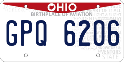 OH license plate GPQ6206