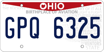 OH license plate GPQ6325