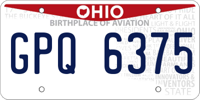 OH license plate GPQ6375