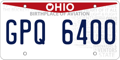 OH license plate GPQ6400
