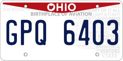 OH license plate GPQ6403