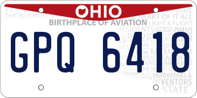 OH license plate GPQ6418