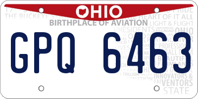 OH license plate GPQ6463